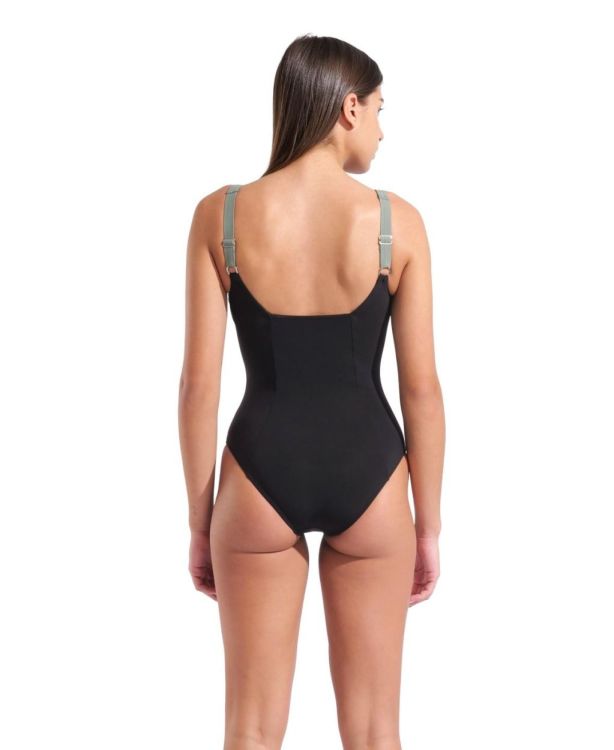 ARENA ARENA W SWIMSUIT GIANNA SQUARED BACK BLACK/SAGE  (zwart) - De Peperstraat (Poperinge)