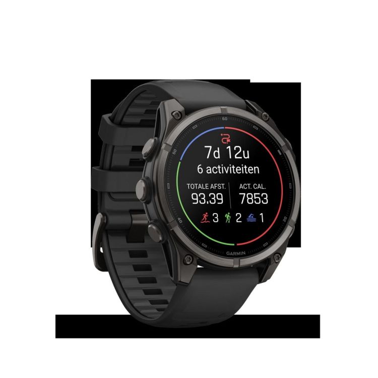 GARMIN GARMIN fenix® 9 – 47mm Carbon grey DLC-titanium met Zwarte siliconen band  - De Peperstraat (Poperinge)