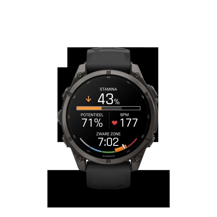 GARMIN GARMIN fenix® 9 – 47mm Carbon grey DLC-titanium met Zwarte siliconen band  - De Peperstraat (Poperinge)