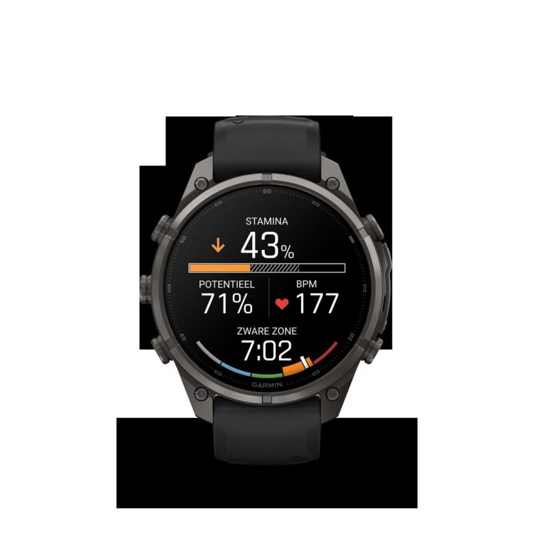 GARMIN GARMIN fenix® 9 Pro – 47mm Carbon Grey DLC titanium met siliconen band in Zwart/Pebble Gray  - De Peperstraat (Poperinge)