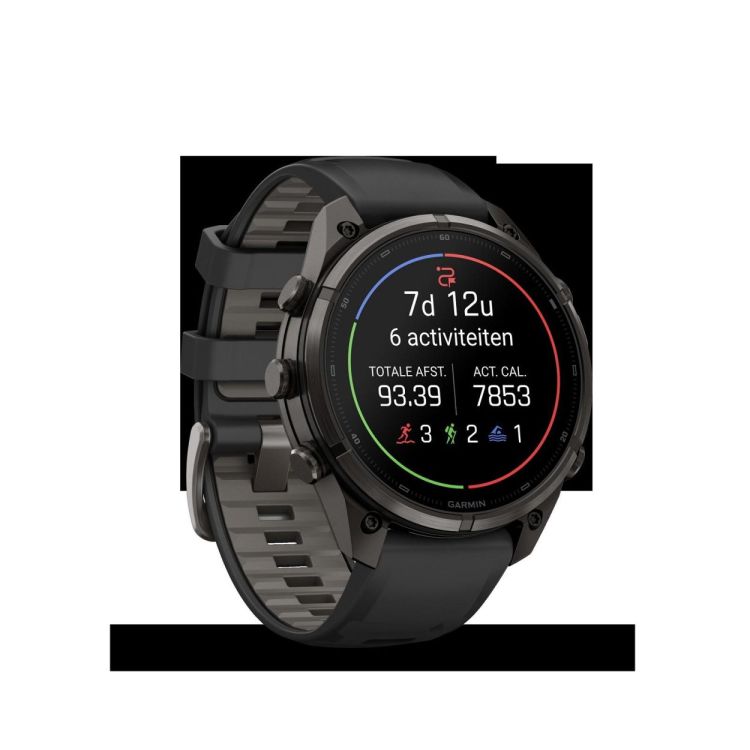 GARMIN GARMIN fenix® 9 Pro – 47mm Carbon Grey DLC titanium met siliconen band in Zwart/Pebble Gray  - De Peperstraat (Poperinge)