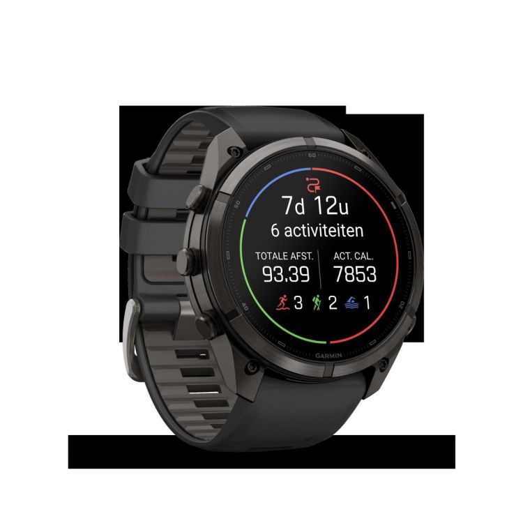 GARMIN GARMIN fenix® 9 Pro – 51mm Carbon Grey DLC titanium met siliconen band in Zwart/Pebble Gray  - De Peperstraat (Poperinge)