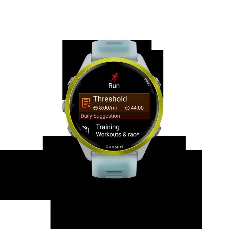  GARMIN Forerunner® 570 - 47mm Amp yellow aluminium met transparante whitestone/turquoise band  - De Peperstraat (Poperinge)