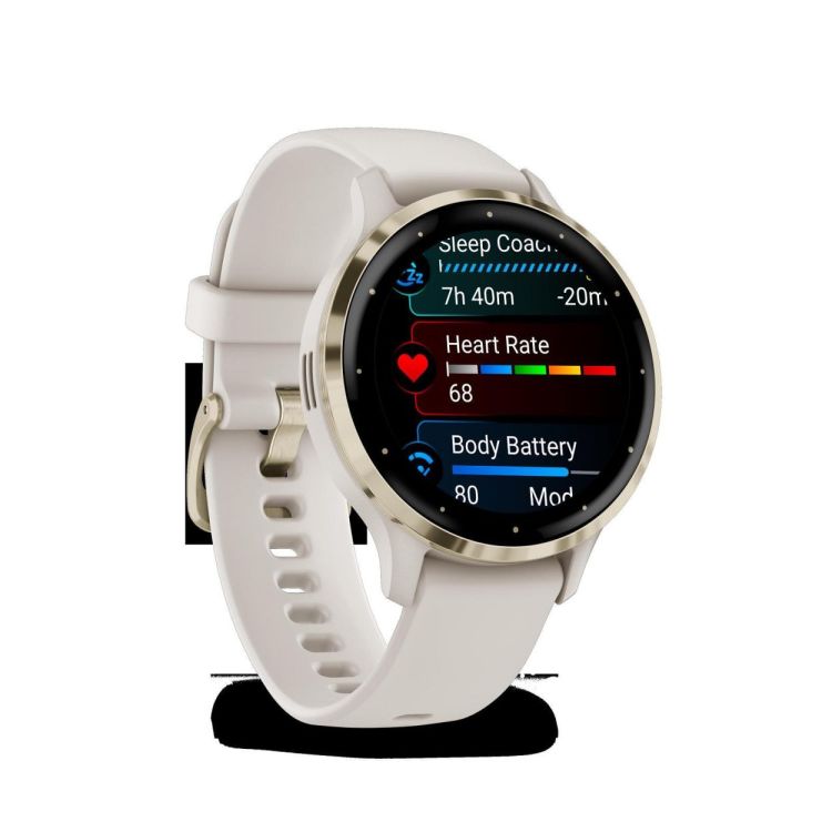 GARMIN GARMIN Venu® 3S, Soft Gold rand van roestvrij staal met Ivory behuizing en siliconen band  - De Peperstraat (Poperinge)