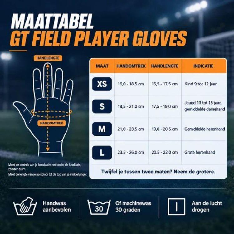 GT SPORT SELECTION GT Field Player Gloves  (zwart) - De Peperstraat (Poperinge)