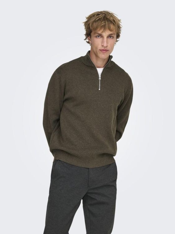 ONLY & SONS ONLY AND SONS TRUI HALVE RITS  (bruin) - De Peperstraat (Poperinge)